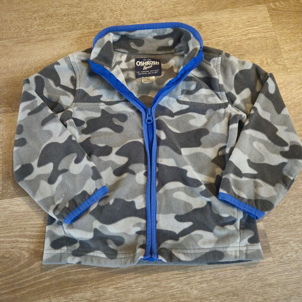 OshKosh B'gosh Camo Print Fleece Zip-Up Jacket Outdoors Fall Winter Boys 4T